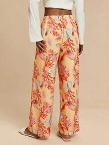 Travachic Vacation Woven Loose Wide-Leg Women Pants - Coral Orange - View 3