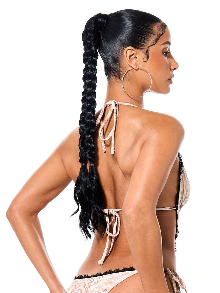 SUMWON WOMEN Animal Print Plunge One Piece With Lace Trim