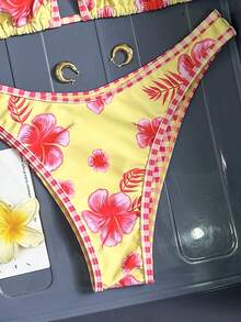 Swim Mod Tropiskt tryckt bikiniset för kvinnor, avslappnad semester - Multifärgad - Visa 5