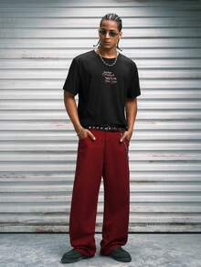 Modcrash 1件 Infinite Jeans 男士休闲直筒牛仔裤，高品质品牌舒适裤装，适合外出穿着（不含腰带和配饰），复古美式，男女皆宜，宽松版型夏季服装——适合日常穿着和夏季度假穿着。 - 酒紅色 - 查看 8