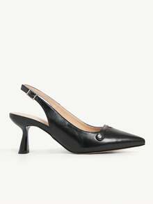 CUCCOO CHICEST Giày cao gót nữ cổ điển màu đen, mũi nhọn, gót thấp, hở gót. - màu đen - Xem 6
