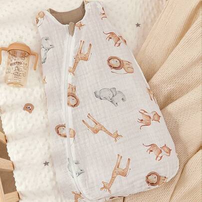 Cozy Pixies 1 Saco de dormir para bebé, estampado de fiesta con leones y ciervos de doble cara, suave y cómodo, adecuado para recién nacidos, certificado por Oeko-Tex