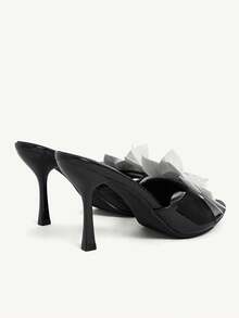 CUCCOO CHICEST Women's Elegant Floral Decor High Heel Slide Sandals Elegant Shoes Wedding Shoes - Black - View 7