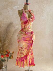 Soleia 全新花卉印花领口荷叶边后背带设计背心 - 彩色 - 查看 6