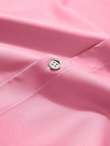 Manfinity Mode Men's Casual Gradient Front Button Long Sleeve Shirt, Autumn - Baby Pink - View 5