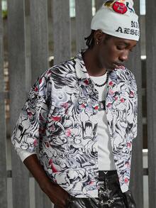 NEON BLANC Men's Summer Fashion Tiger Print Button-Front Short Sleeve Shirt - Red - View 4