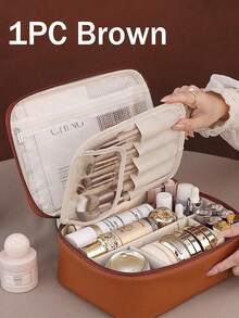 Large Travel Makeup Bag, Multi-Compartment Organizer For Cosmetics, Brushes & Skincare - Beach, School & Gifts - Dusty Pink - View 12