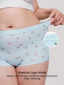 LUVLETTE Plus 3-Pack Cotton High-Waist Boyshorts Women Underwear Panties Set - Multicolor - View 9