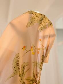 SHEIN Satin Printed Camisole And Pants Sleepwear Set For Women - Apricot - View 7