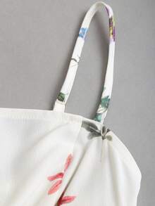 Sweetra Đầm hai dây họa tiết hoa nhí dành cho nữ, kiểu dáng lãng mạn phù hợp cho kỳ nghỉ biển, mùa xuân/hè. - trắng - Xem 4