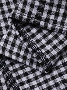 FRIFUL 女士吊带格子A字连衣裙，肩带饰有蝴蝶结 - 黑與白 - 查看 8