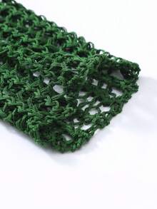 Manfinity Fever City 男士纯色圆领宽松镂空毛衣 - 軍綠色 - 查看 4