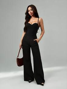 SHEIN PETITE 黑色性感复古蕾丝连裤袜，女士派对外出必备 - 黑色 - 查看 8
