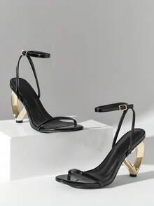 SHUZIA Giày sandal cao gót quai ngang hình trái tim thanh lịch dành cho nữ. - màu đen - Xem 5