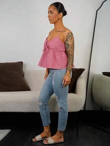 SAYEHFBABY 2025年夏季：系带吊带背心、夏季休闲娃娃装 - 紅色 - 查看 4