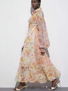 Aveloria Modichic Đầm dài tay bằng vải chiffon in họa tiết hoa chuyển màu, phong cách đồng quê lãng mạn, thích hợp cho hoạt động ngoài trời mùa xuân/hè, thiết kế cổ áo sơ mi, chi tiết nhún eo, tay áo rộng bồng bềnh, chất liệu nhẹ, lý tưởng cho kỳ nghỉ, hẹn hò, mua sắm, dã ngoại, tiệc vườn, tiệc trà chiều, dự đám cưới, triển lãm nghệ thuật và du lịch, thể hiện vẻ đẹp duyên dáng và thanh lịch. - Nhiều màu - Xem 7