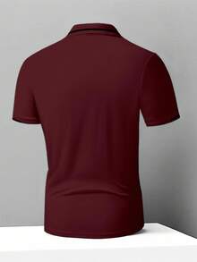 Manfinity Mode Men's Knight Print Short Sleeve Casual Commuter Polo Shirt - Burgundy - View 2