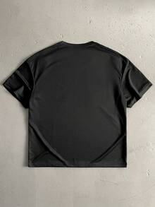 StoneGrade 男士宽松翼纹落肩休闲T恤，夏季 - 黑色 - 查看 2