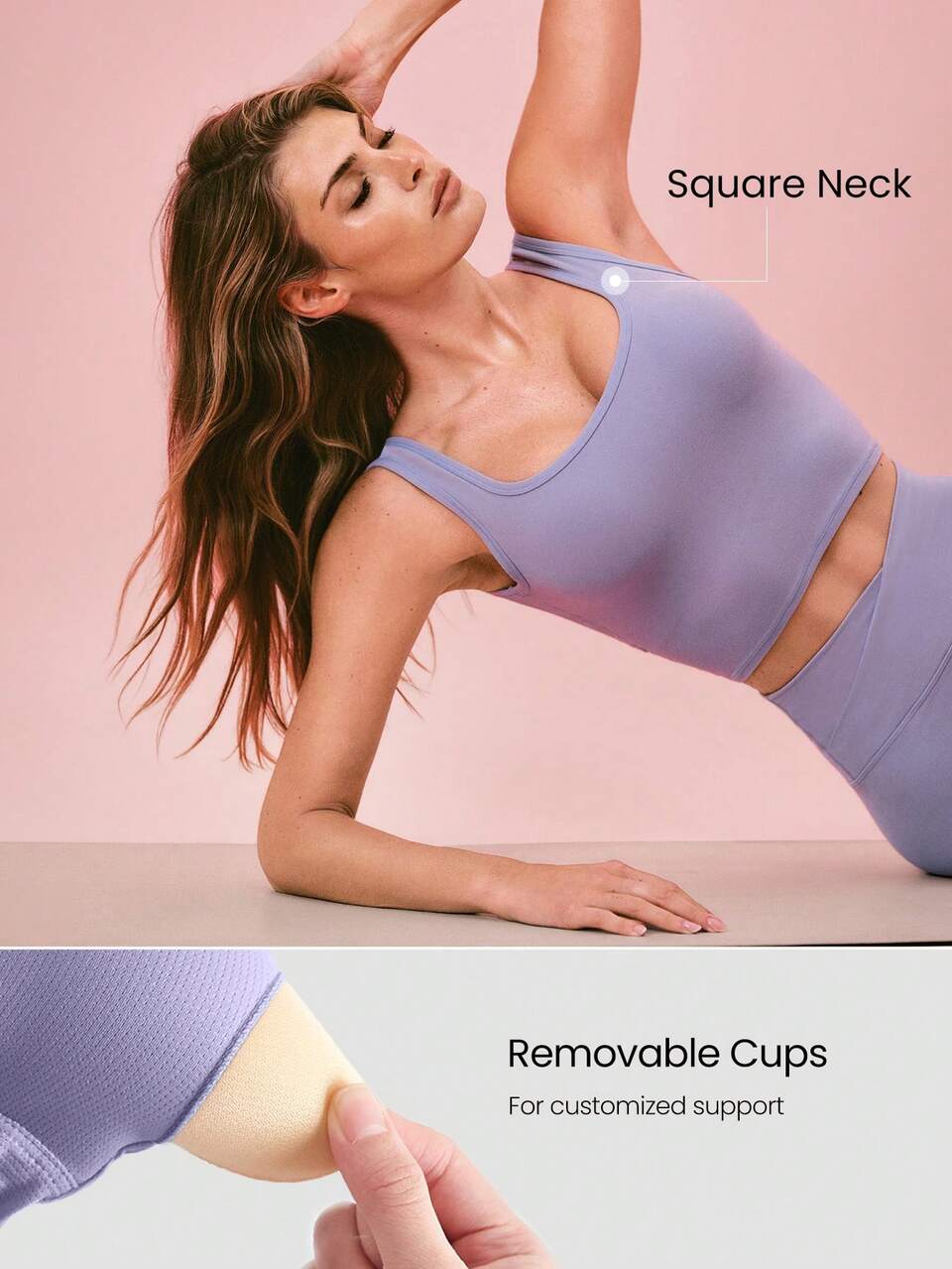 FeatherFit™ U Back Cutout Active Crossover Tank Top Light Support Low Impact Yoga Pilates Daily Fall Winter
