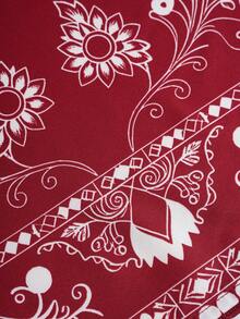 GlowEve 女士印花系领宽松休闲中长连衣裙 - 紅色 - 查看 4