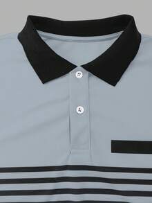 Manfinity Homme Men's Striped Short Sleeve Casual Commuter Polo Shirt - Multicolor - View 5