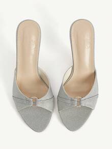 CUCCOO CHICEST 女士鞋履春夏新款闪亮水钻尖头细高跟鞋9厘米女士高跟凉鞋优雅气质银色亮面约会派对 - 銀色 - 查看 2