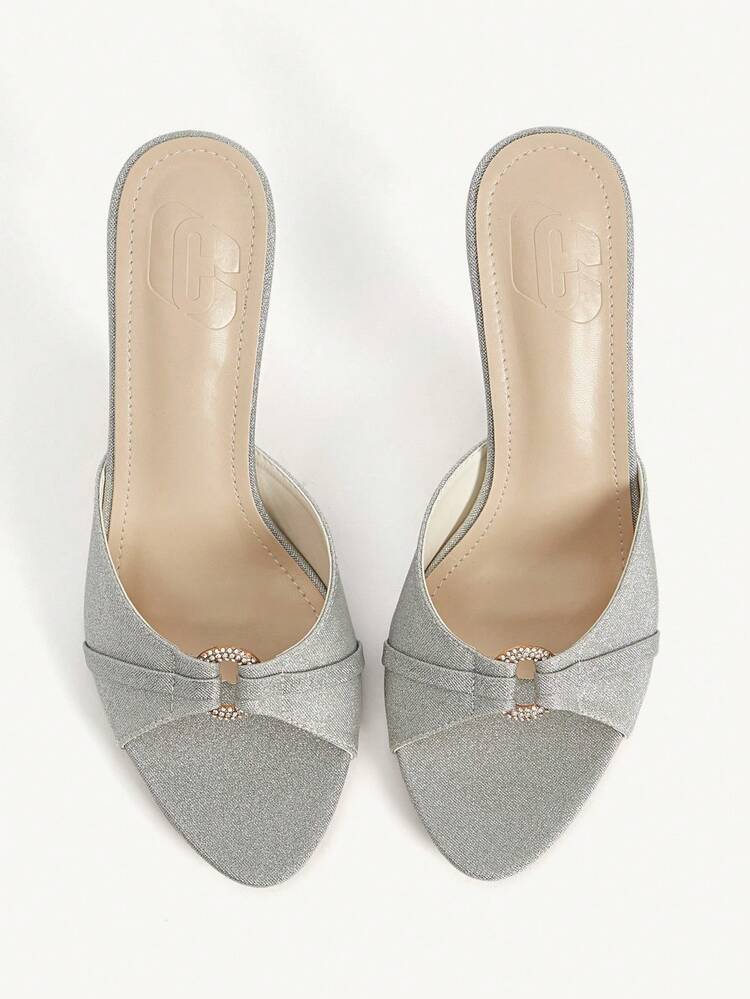 CUCCOO CHICEST Women Shoes Summer And Summer New Shining Rhinestone Pointed Stiletto 9cm Women's High Heel Sandals Elegant Temperament Silver Shiny Face Dating Party Wedding Shoes Summer Shoes Bride Shoes