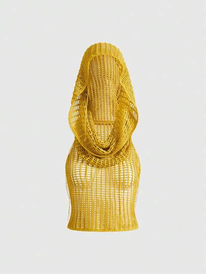 ROMWE Grunge Punk Y2K Distressed Casual Hooded Knit Sweater