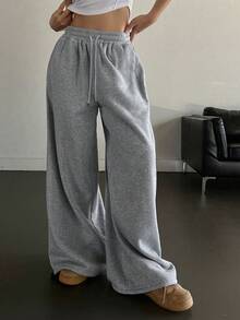 Dazy Tall Tall Women's Elastic Waist Drawstring Loose Hem Casual Long Pants - Grey - View 6