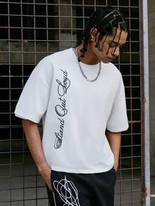 PAVTROS 男士休闲简约字母印花圆领短袖T恤 - 白色 - 查看 6