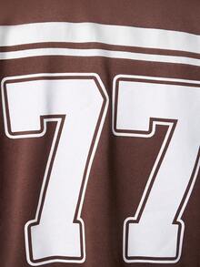 STYNVO Men's Striped & Numeric Print Hooded Zip-Up Long Sleeve Sweatshirt Sweatshirt - Brown - View 5