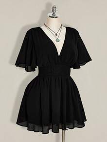 SHEIN ICON Đầm chữ A cổ chữ V xếp nếp cỡ lớn, phù hợp cho kỳ nghỉ biển, phong cách Boho, Hippie, Y2K, mùa hè, ngày Valentine, đầm hẹn hò thanh lịch. - Nhiều màu - Xem 5