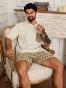 DAZY Conjunto de pijama de manga corta y pantalón corto a juego para hombre de verano - Multicolor - Ver 5