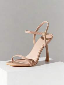 SHUZIA Giày sandal quai mảnh buộc dây cao gót nhọn tối giản thanh lịch dành cho nữ - Màu be - Xem 9