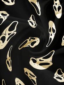 ROMWE Quần short nữ họa tiết hoa Gothic bí ẩn, quyến rũ, mang hơi hướng Gothic mùa hè. - màu đen - Xem 4