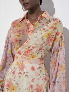 Aveloria Modichic Đầm dài tay bằng vải chiffon in họa tiết hoa chuyển màu, phong cách đồng quê lãng mạn, thích hợp cho hoạt động ngoài trời mùa xuân/hè, thiết kế cổ áo sơ mi, chi tiết nhún eo, tay áo rộng bồng bềnh, chất liệu nhẹ, lý tưởng cho kỳ nghỉ, hẹn hò, mua sắm, dã ngoại, tiệc vườn, tiệc trà chiều, dự đám cưới, triển lãm nghệ thuật và du lịch, thể hiện vẻ đẹp duyên dáng và thanh lịch. - Nhiều màu - Xem 1