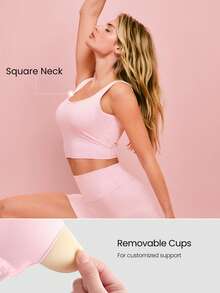 GLOWMODE Áo tank top FeatherFit™ U Back Cutout Active Crossover hỗ trợ nhẹ, thích hợp cho yoga, mặc hàng ngày vào mùa thu đông. - Hồng - Xem 2
