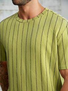 EASEVO Camiseta de manga corta ajustada para hombres de talla grande - Verde - Ver 3