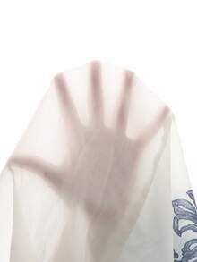 GlowEve Camisa de manga larga con estampado bordado blanco, blusa suelta, casual y ligera con cuello en V de moda para ir al trabajo - Blanco - Ver 6