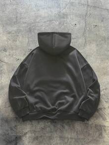 EASEVO Áo hoodie nam cỡ lớn kiểu dáng thường ngày phối màu tương phản. - Màu xám đen - Xem 2