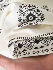 Rusticease Women's Geometric Print Sleeveless Top And Wide Leg Pants 2 Pieces Set, Casual Vacation Style, Spring/Summer Outfits  Party Outfit Elegant Sets Casual Graphic Sets For Women Sleeveless Patterned White Top And Navy Blue Trousers Party Outfit Vacation Outfits Women 2 Piece Casual Sets Casual 2 Piece Set Women Women Clothing Sets Summer 2 Piece Sets - Multicolor - View 6