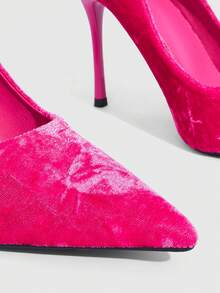 CUCCOO SZL Giày cao gót mũi nhọn cổ điển dành cho nữ, thích hợp cho đi làm, hẹn hò, dự tiệc, đám cưới và các dịp khác trong dịp Giáng sinh. - Màu đỏ nhung - Xem 4