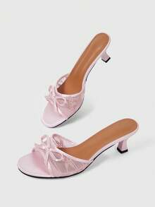 Sleekvia Summer New Belt Wear High-Heeled Women's Slippers - Pink - View 4