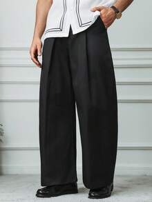 HUEFORM 男士直筒黑色长裤，简约宽松设计，适合日常休闲穿着、周末外出、音乐节、派对及其他社交场合。这款长裤是男士衣橱中不可或缺的百搭单品。 - 黑色 - 查看 3