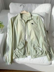 Comfortcana Women's Spring Casual Lace Trim Lightweight Jacket - Green - View 1