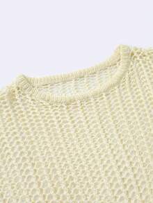 Genlund Áo len nam dài tay cổ tròn, màu trơn, khoét lỗ, dáng rộng. - Vàng nhạt - Xem 4