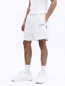 SUMWON Herren Regular Fit Grafik Shorts mit Kordelzug Taille Seitentaschen Sommer Lässig Bermuda Stil weiße Shorts - Grau - Übersicht 1