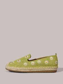 Styleloop 女士休闲雏菊刺绣波西米亚风一脚蹬乐福鞋 - 藏蓝色 - 查看 2