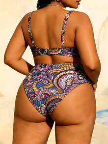 Swim Vcay 大码女式印花欧美风度假系列比基尼套装 - 彩色 - 查看 2