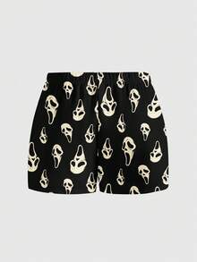 ROMWE Quần short nữ họa tiết hoa Gothic bí ẩn, quyến rũ, mang hơi hướng Gothic mùa hè. - màu đen - Xem 2